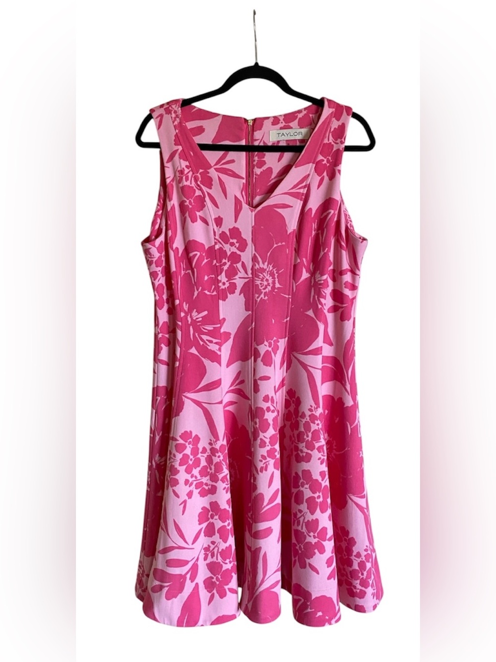 Women’s TAYLOR Pink Fit & Flare Floral Dress 16